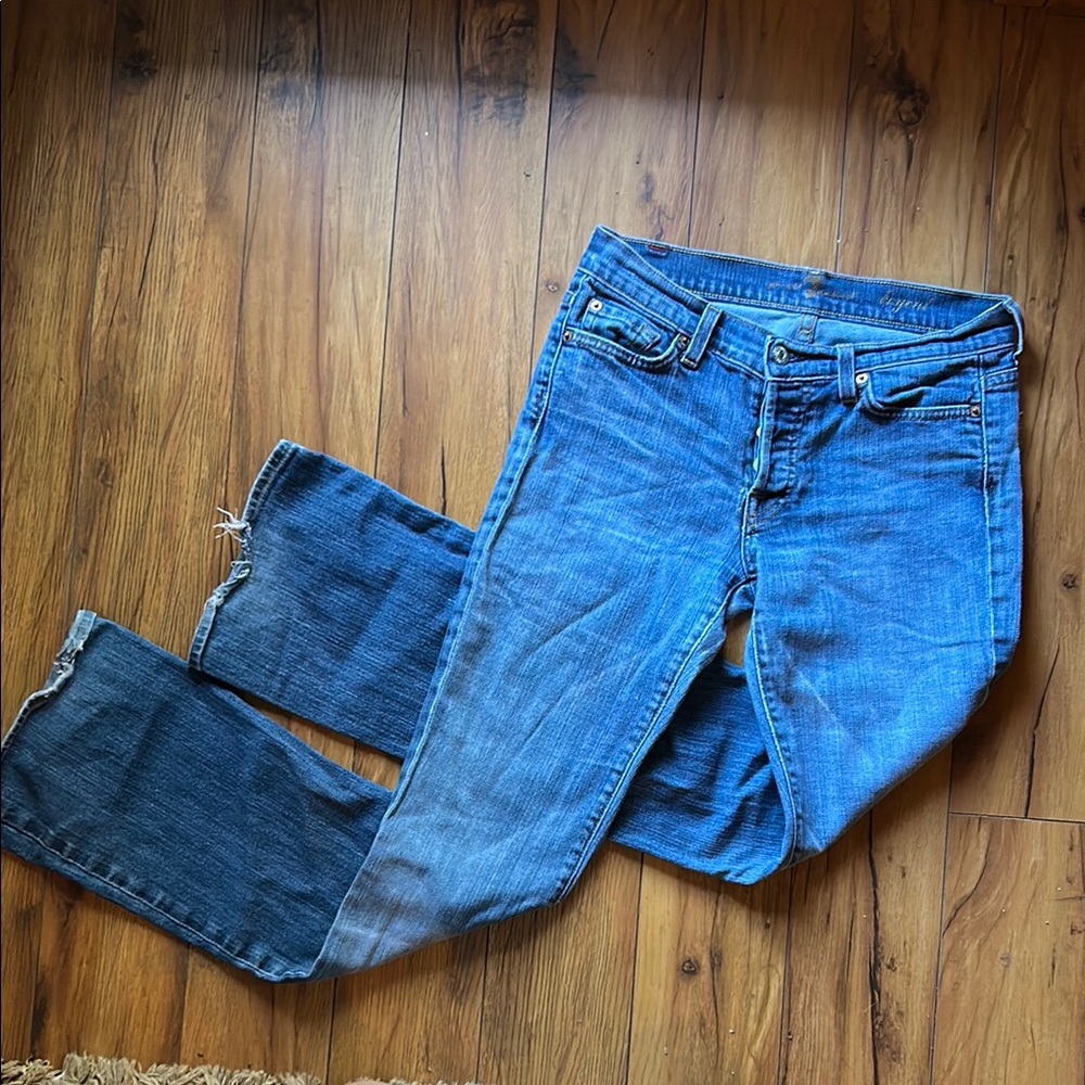 7 for all Mankind Low Rise Blue Flare Leg Jeans